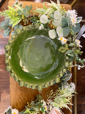 Green Bobble Ceramic Edged Bowl