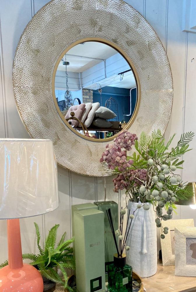 
            
                Load image into Gallery viewer, White-wash Round Mirror
            
        