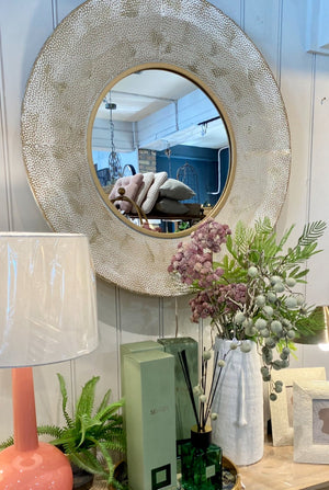 
            
                Load image into Gallery viewer, White-wash Round Mirror
            
        