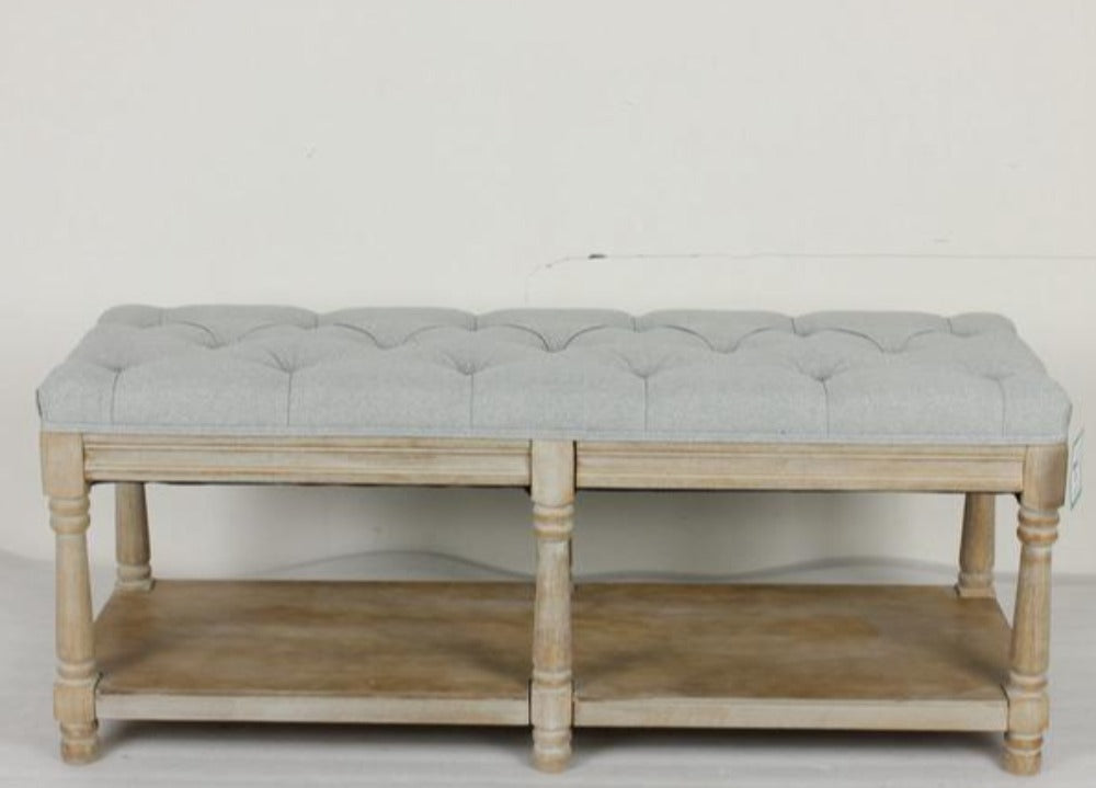Christian Upholstered Bench Light Grey Linen