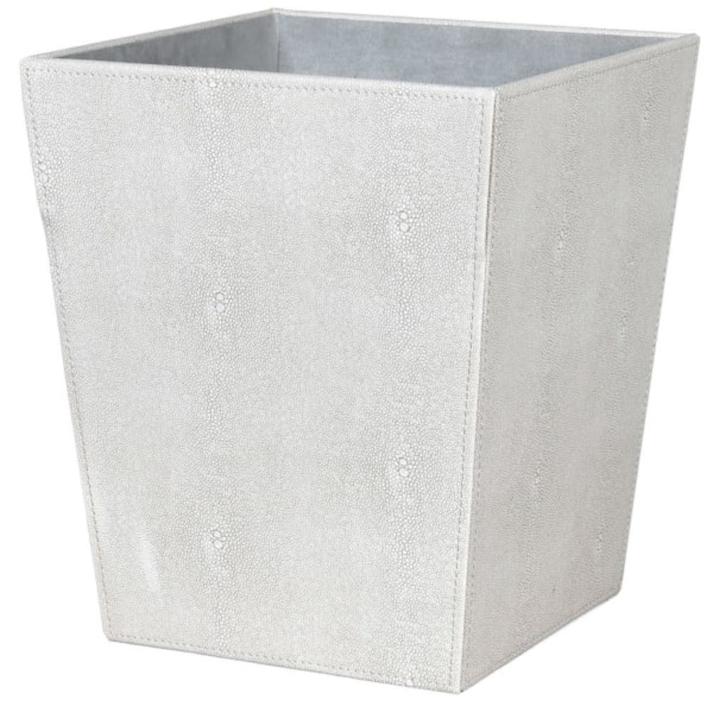 Ivory Faux Shagreen Bin
