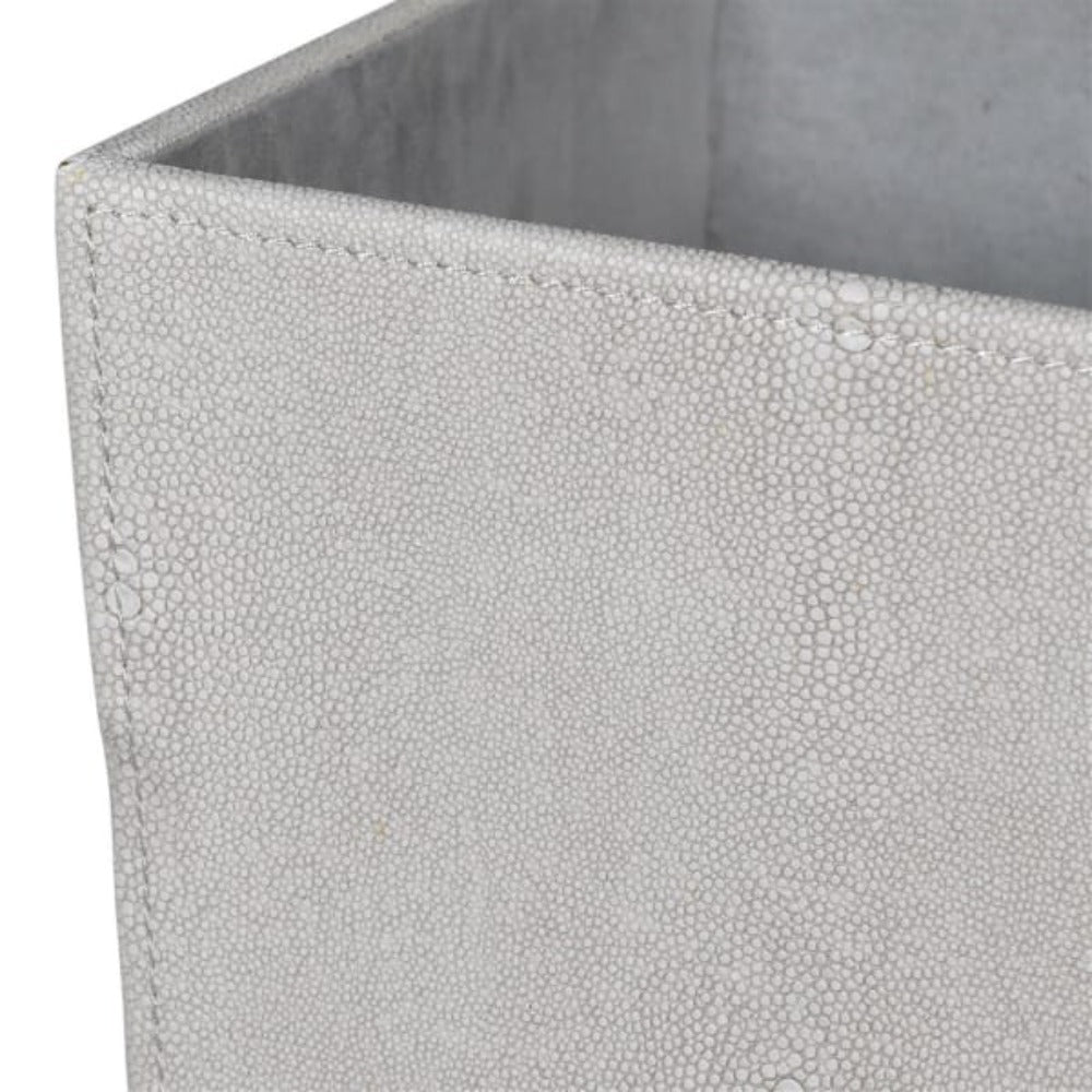 Ivory Faux Shagreen Bin