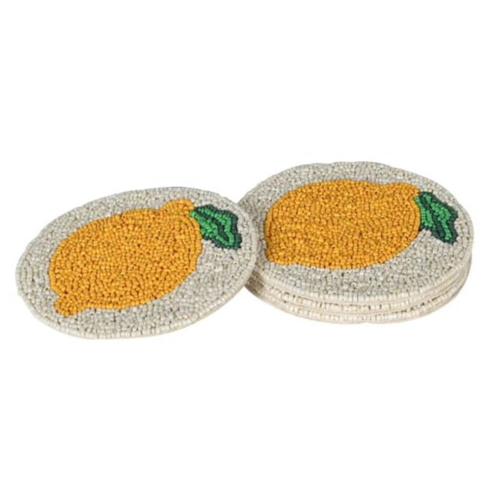 Set of 4 Beaded Lemon Coasters