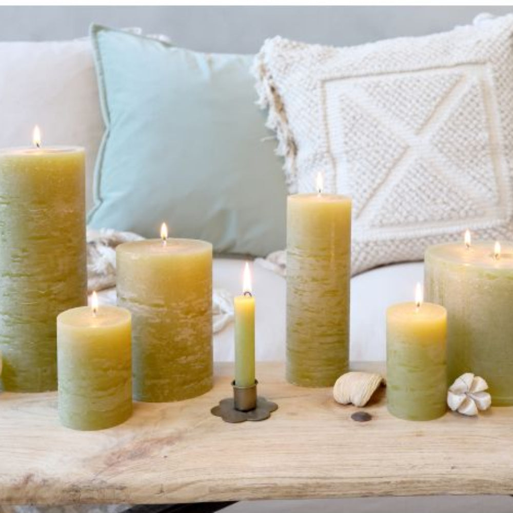 Macon Pillar Candle Rustic Moss