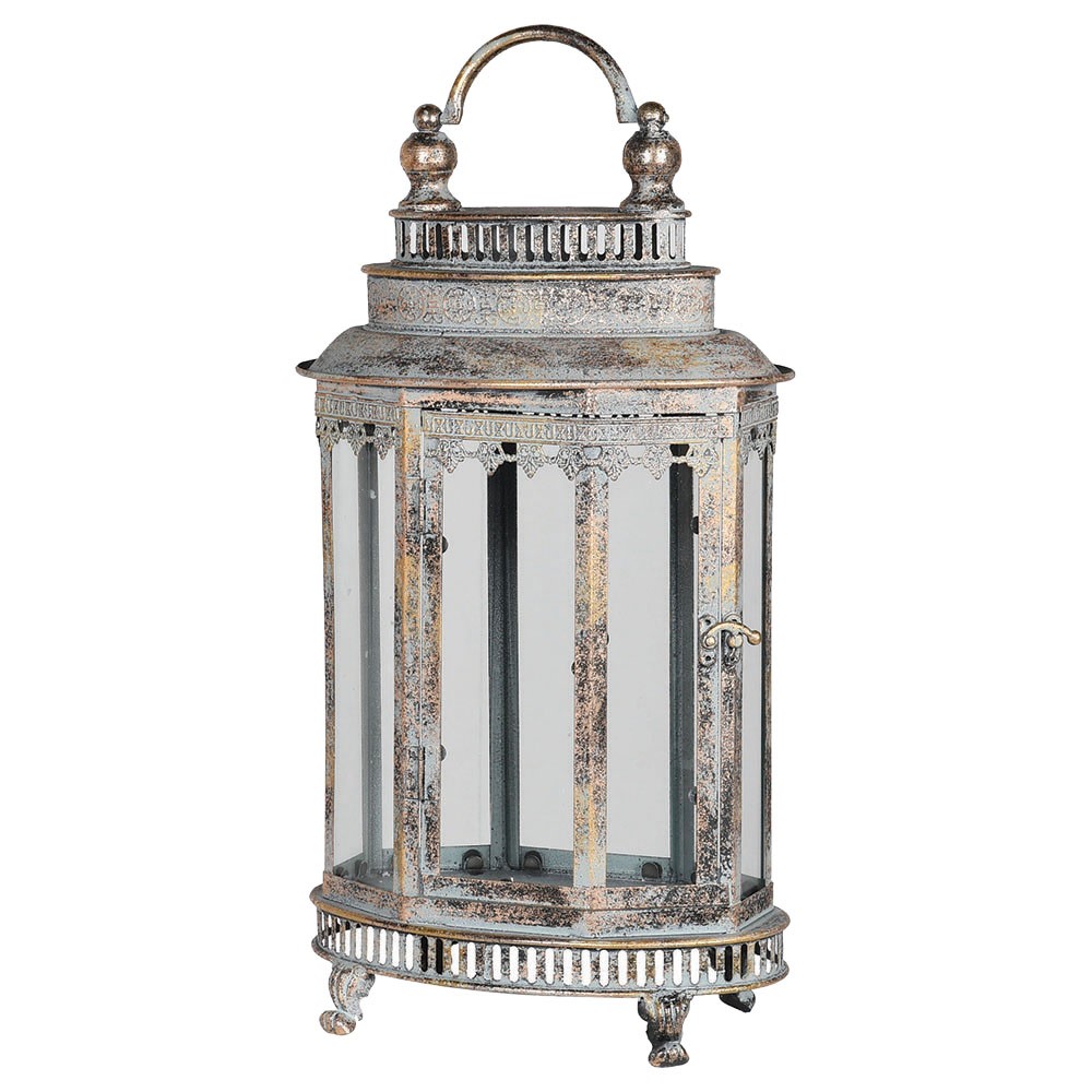 Medium Distressed Oval Metal Lantern
