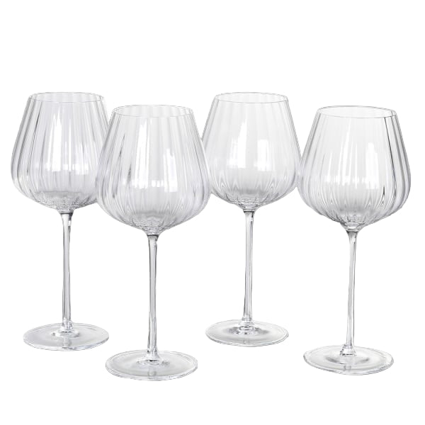 Set of 4 Ribbed Red Wine Glasses