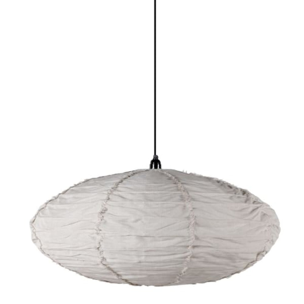 Cane and Linen Pendant Light