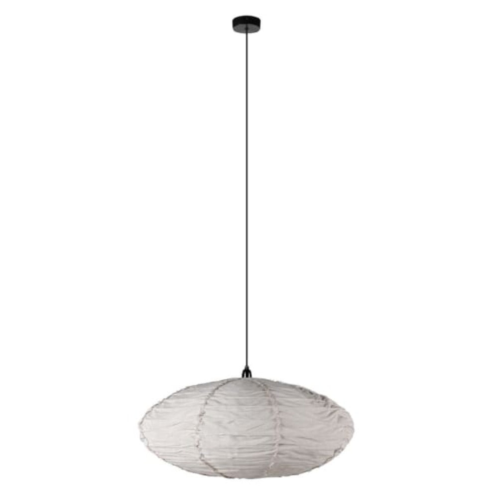 Cane and Linen Pendant Light