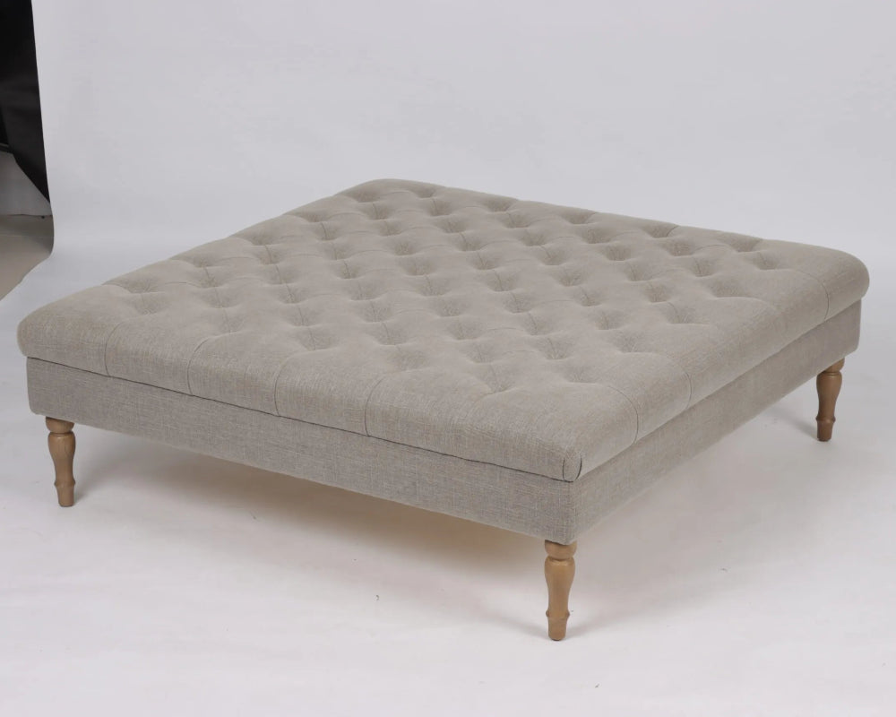 Arthur Square Stone Linen Ottoman