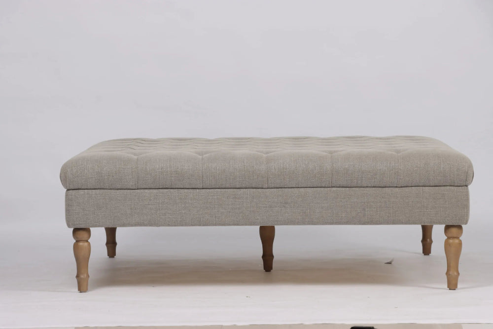 Arthur Square Stone Linen Ottoman