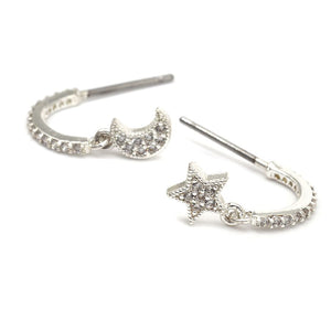 Crystal Star & Moon Hoop Earrings