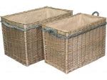 Rectangular Rope Handled Log Basket, Medium and large