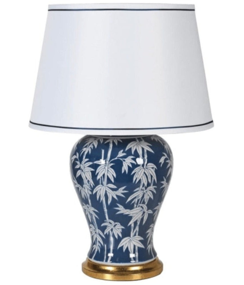 Palm Lamp Blue & White with Shade