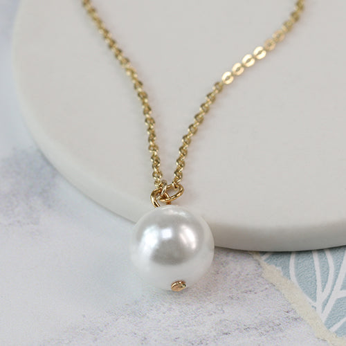 Pearl & Yellow Gold Pendant Necklace Default Title