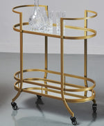 Brushed Gold Drinks Trolley with Mirrored Shelving