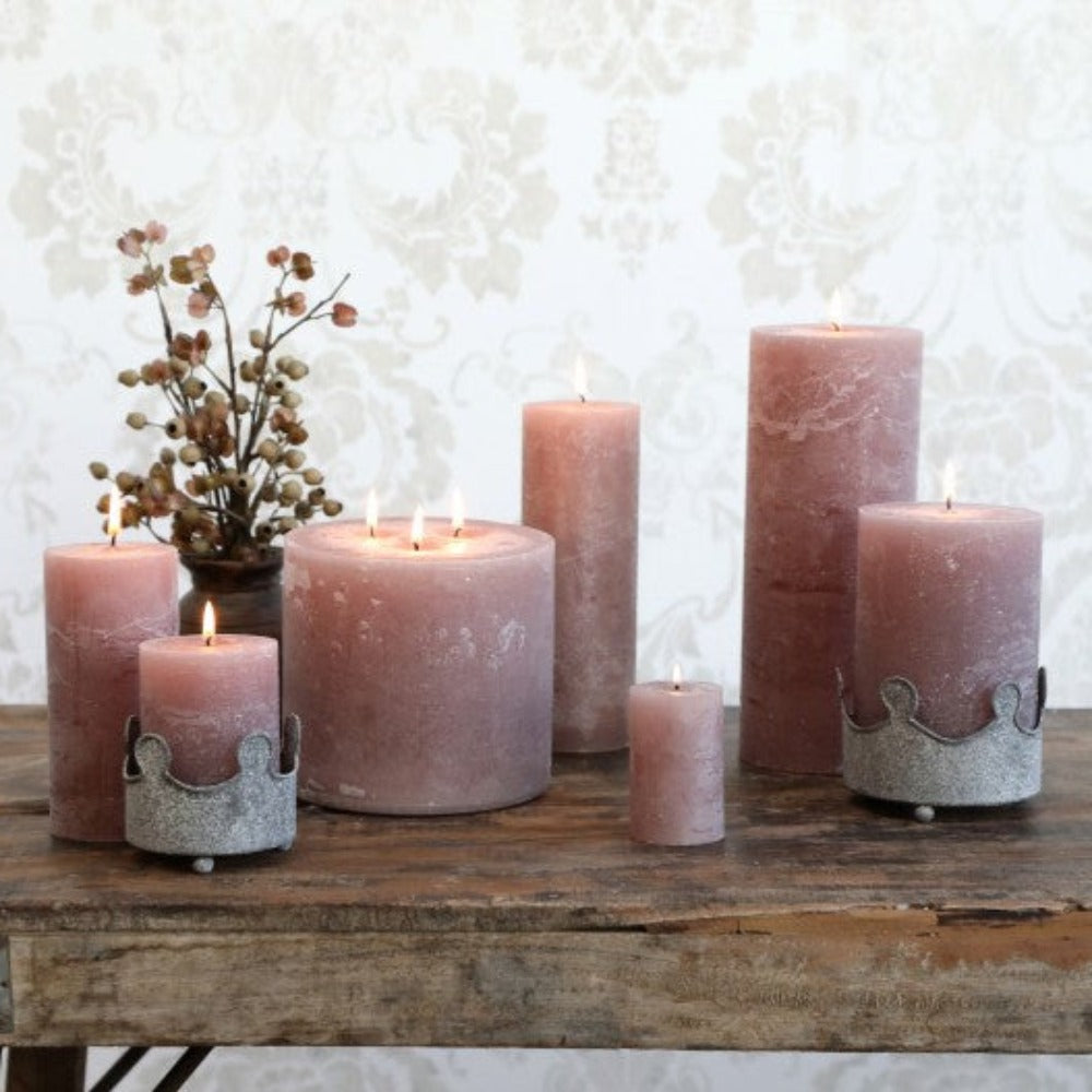 Macon Rustic Pillar Candles -Dusty Rose