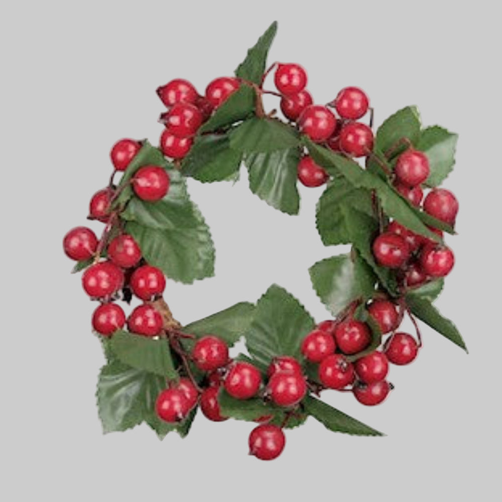 Candle Ring 9cm berry/leaf