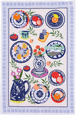 Cotton Tea Towel - Mediterranean Plates