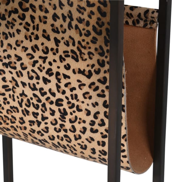 Black Marble and Leopard Print Hide Side Table