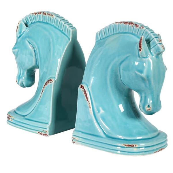 Pale blue Horse Head Bookends