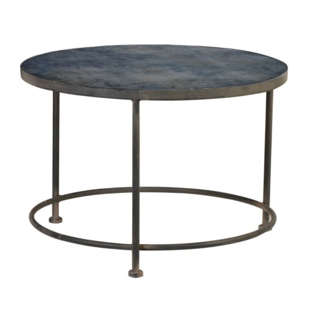 Blue Pattern Glass Top Coffee Table