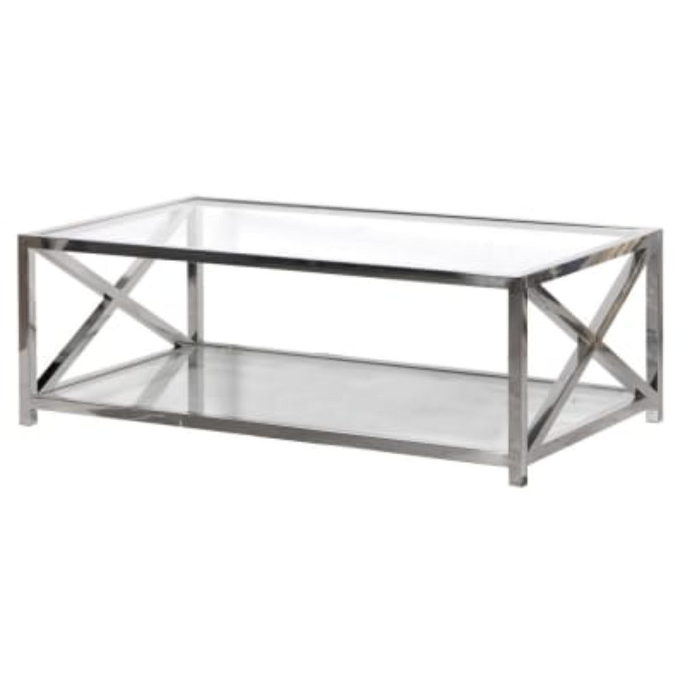 
            
                Load image into Gallery viewer, Large Glass and Steel Coffee Table
            
        