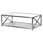 Large Glass and Steel Coffee Table