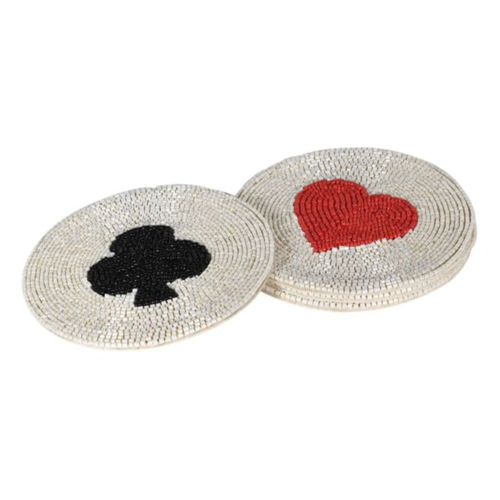 Set of 4 Beaded Card Suits Coasters