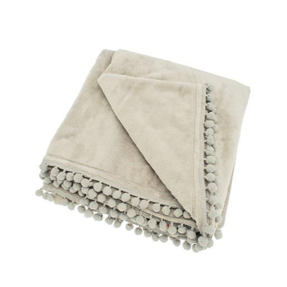 Cashmere touch fleece throw Linen