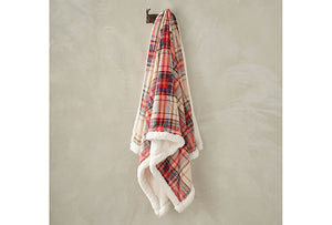Check Sherpa Flannel Throw Linen