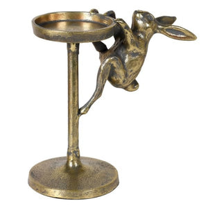 Antique Brass Rabbit Candle Holder