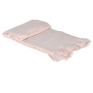Pale Pink Fluffy Fringed Blanket