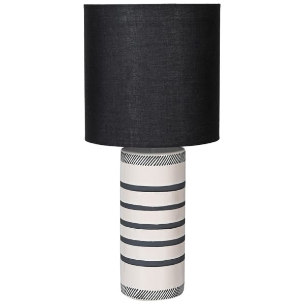 
            
                Load image into Gallery viewer, Monochrome Striped Lamp with Black Shade
            
        