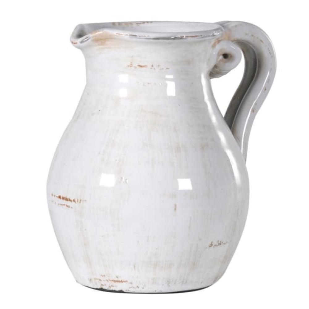 Off-white Distressed Ceramic Jug