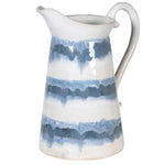 Blue and white stripe ceramic jug