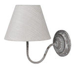 Grey Metal Wall Light with Linen Shade