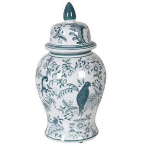 
            
                Load image into Gallery viewer, Large Soft Green &amp;amp; White Temple Jar
            
        