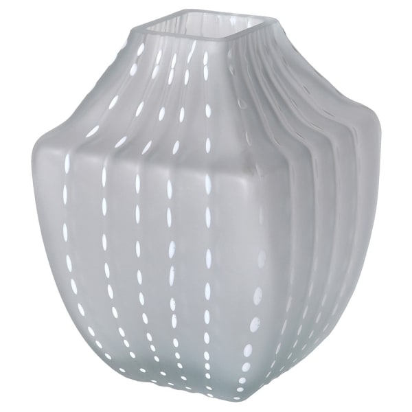 White Glass Vase with Sandblasted Dots
