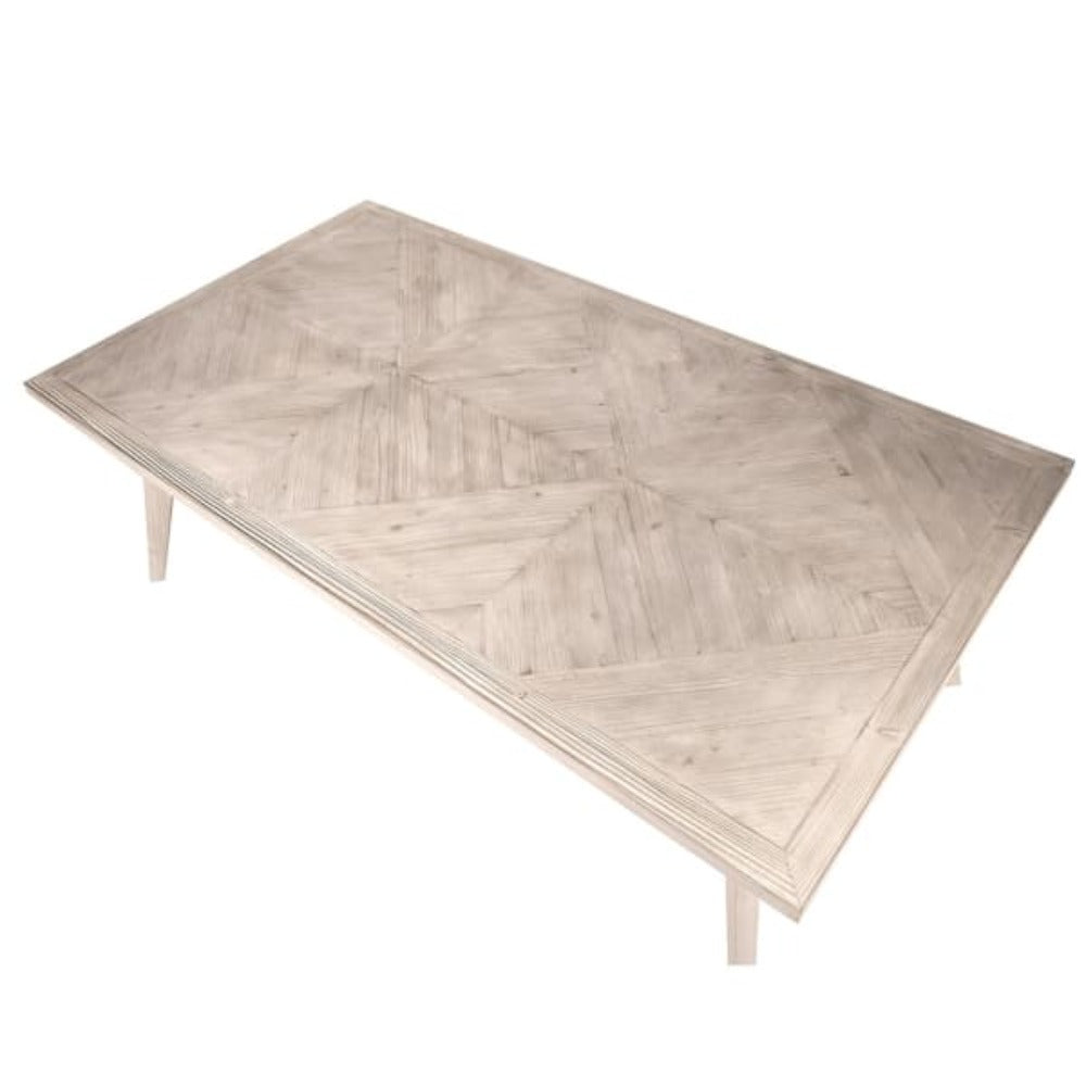 Modern Fir Wooden Dining Table with parquet detail