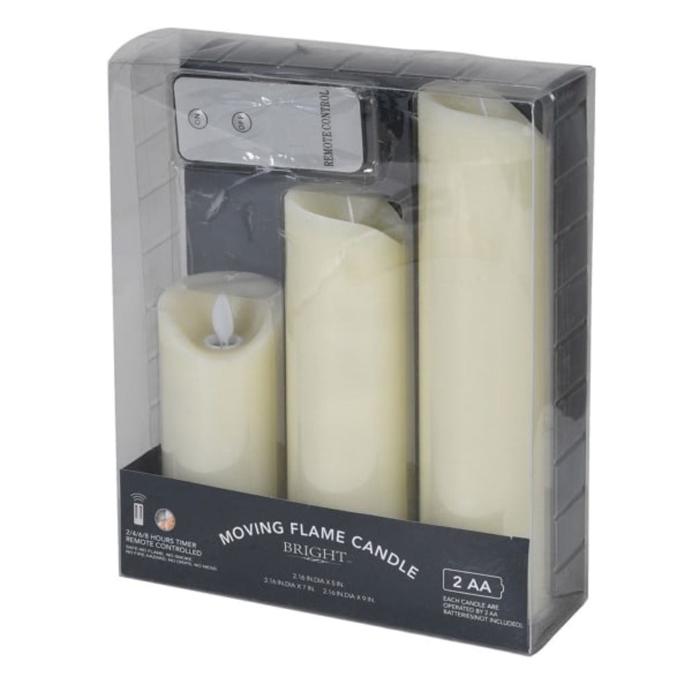 Set of 3 Remote Control Cream LED Candles