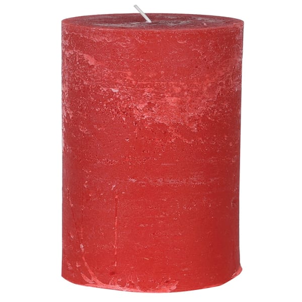 Small Cedar & Balsam Scented Rustic Red Pillar Candle