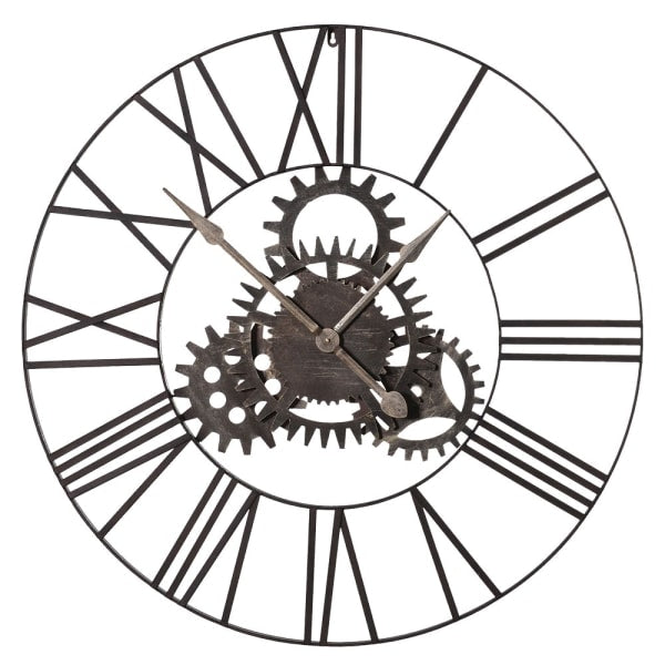 Large Metal Roman Numerals Cogs Wall Clock