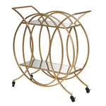 Gold Circles 2 Tier Mirrored Drinks Trolley