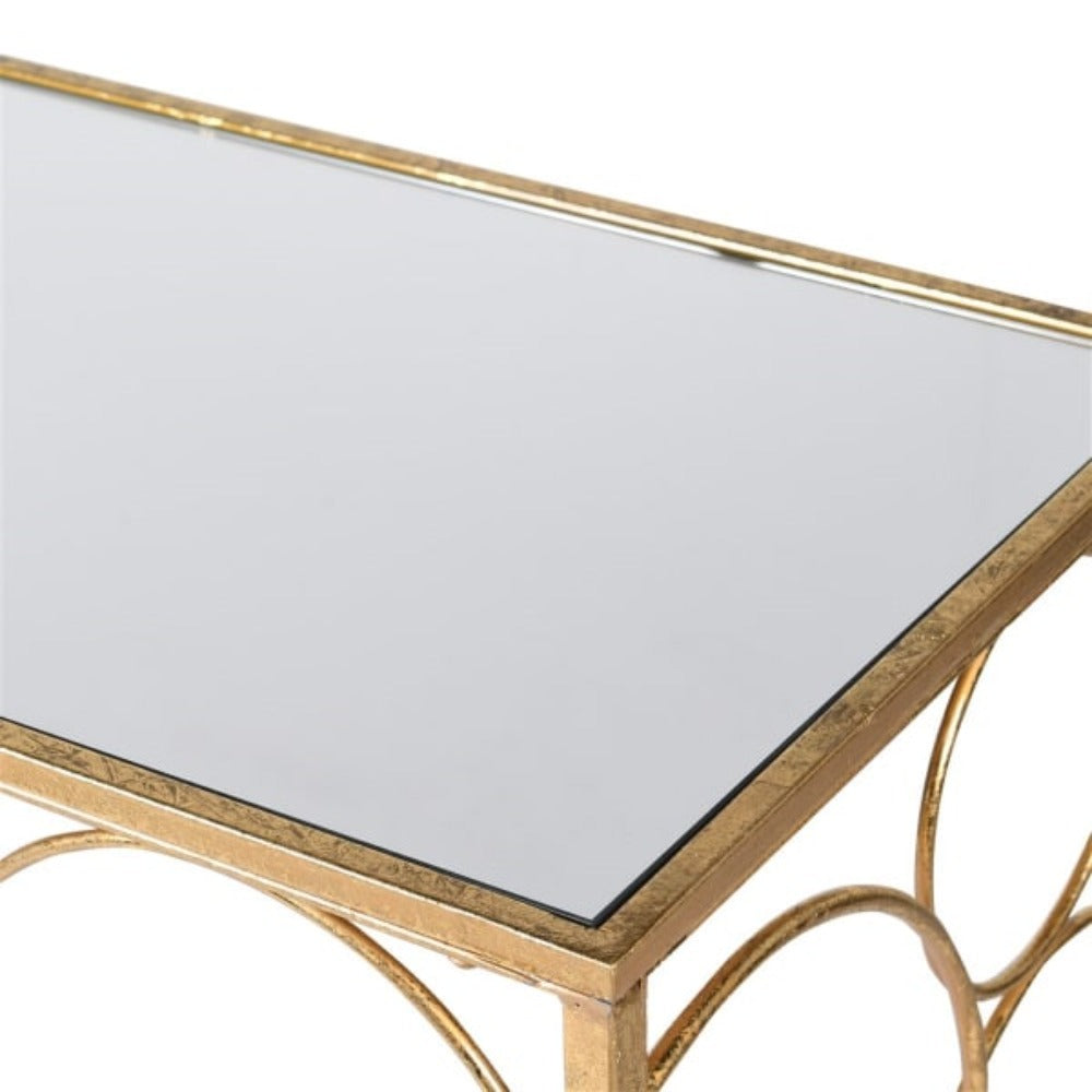 Mirrored Circle Gold Console Table