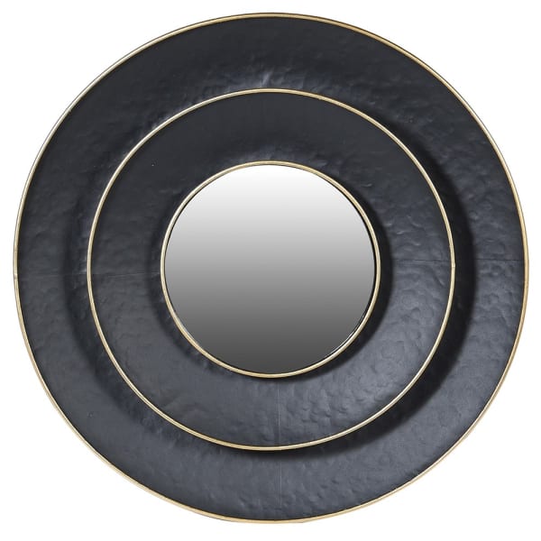 
            
                Load image into Gallery viewer, Black with Gold Rim Layered Round Mirror
            
        