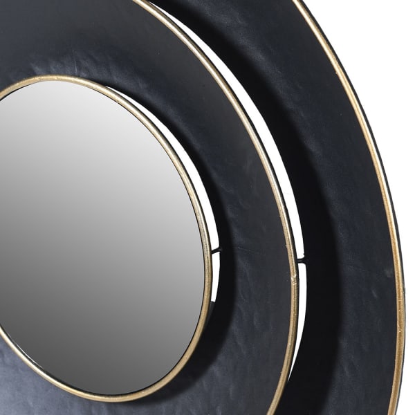 
            
                Load image into Gallery viewer, Black with Gold Rim Layered Round Mirror
            
        