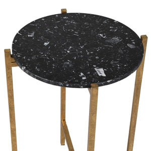 Black Faux Marble Top Side Table