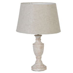 Washed Wood Lamp with Linen Shade