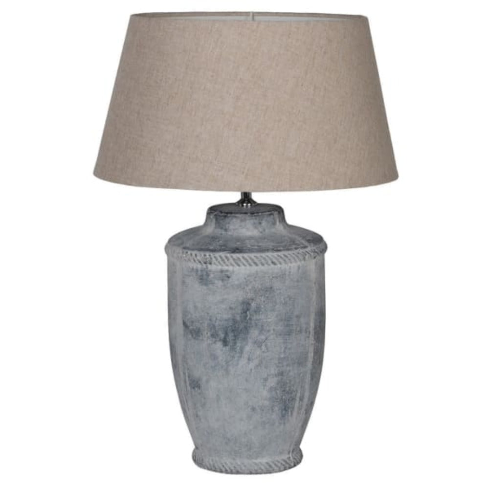
            
                Load image into Gallery viewer, Charcoal Wash Lamp with Natural Linen Shade
            
        
