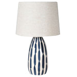 Hand Painted Indigo Stripe Lamp with Linen Shade